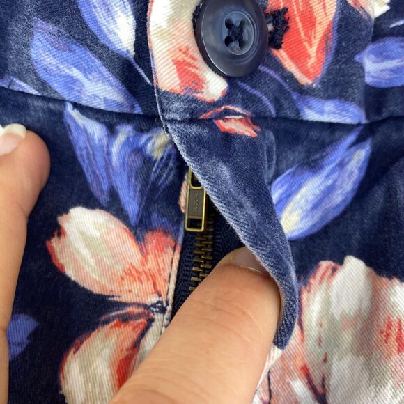 Khakis By Gap Women's Slim City Floral Print Crop Chino Pants Size 0 Blue Pink - Picture 4 of 7